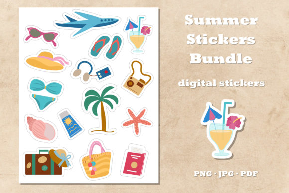 Summer Stickers Bundle. Planner Stickers Graphic Illustrations By rinaletters