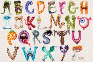 Watercolor Monster Alphabet Collection Graphic Illustrations By Dapper Dudell 2