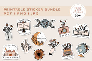 Printable Flower Stickers for Cricut Graphic Print Templates By geminipaperie