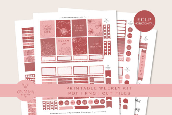 Printable Planner Stickers Weekly Kit, Classic HAPPY PLANNER Gráfico Plantillas de Impresión Por geminipaperie