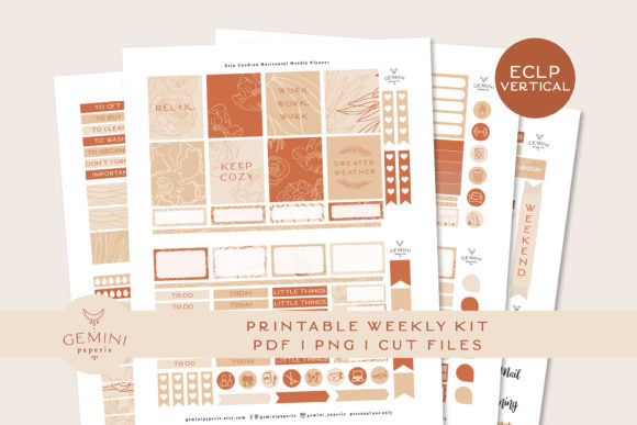 Printable Planner Stickers Weekly Kit Graphic Print Templates By geminipaperie
