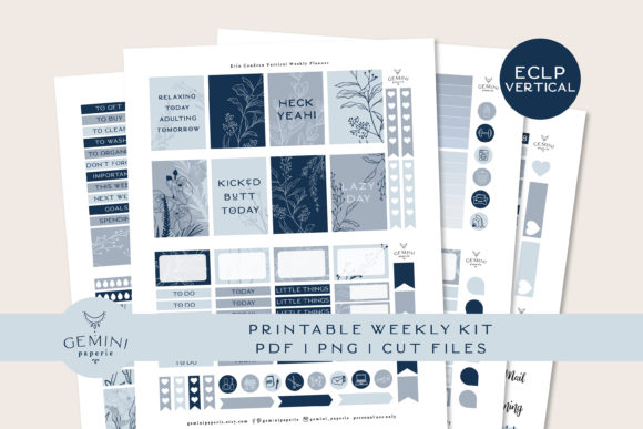 Printable Planner Stickers Weekly Kit Graphic Print Templates By geminipaperie