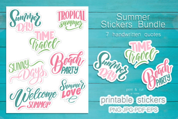 Summer Stickers for Printing. GoodNotes Graphic Objects By rinaletters