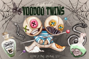 Watercolor Voodo Twins Clip Art Set Illustration Illustrations Imprimables Par Dapper Dudell 1