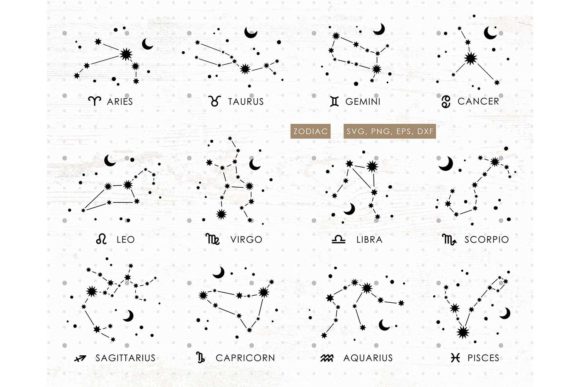 Zodiac Constellations SVG Bundle Graphic Illustrations By MySpaceGarden