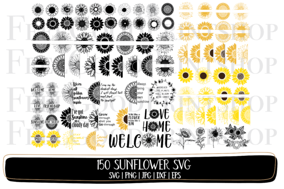 150 Sunflower SVG Sunflower Monogram Svg Graphic Crafts By FeelGoodPrintshop