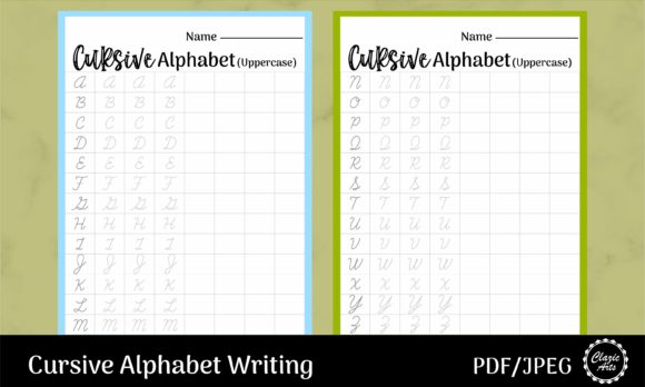 Cursive Alphabet Writing Grafika Szablony do Druku Przez ClazicArts