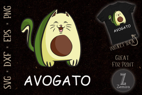Avagato Cat Avocado Cat Lovers Illustration Designs de T-shirts Par Zemira