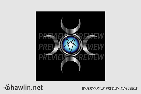 Inverted Pentagram with Triple Goddess Grafik Druckbare Illustrationen Von shawlin