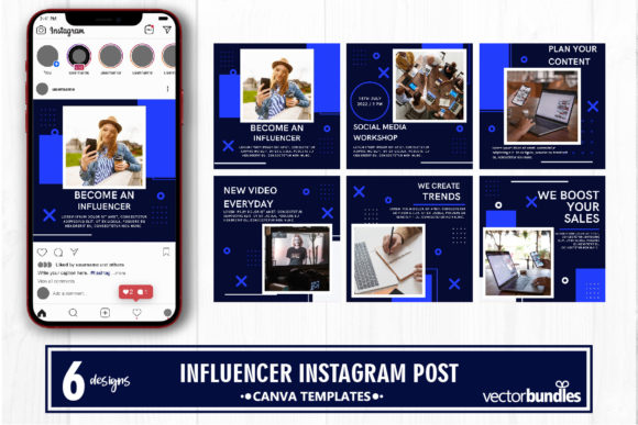 Influencer Instagram Canva Template Grafik Grafik-Vorlagen Von vectorbundles