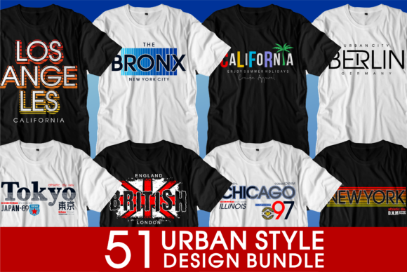 Urban City T-Shirt Design Bundle Graphic T-shirt Designs By d2putri t shirt design