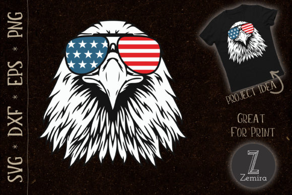 Patriotic Eagle USA Flag 4th of July Graphic T-shirt Designs By Zemira