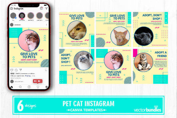 Pet Cat Instagram Feed Canva Template Grafik Grafik-Vorlagen Von vectorbundles