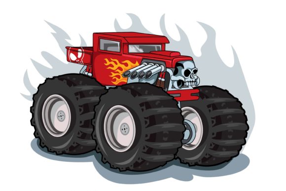 Monster Truck Skull Motive Vector Graphic Illustrations By inferno.studio3