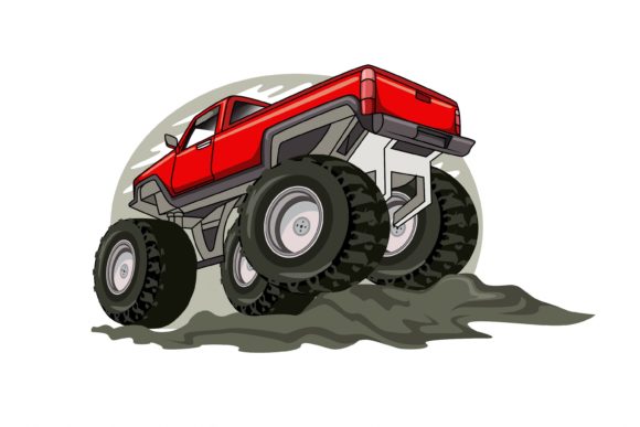 The Biggest Red Monster Truck Vector Graphic Illustrations By inferno.studio3