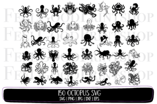 150 Octopus SVG Bundle Octopus Cut File Graphic Crafts By FeelGoodPrintshop 2