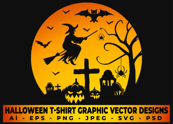 Halloween T-Shirt Graphic Vector Design Grafik Hintegründe Von rahnumaat690