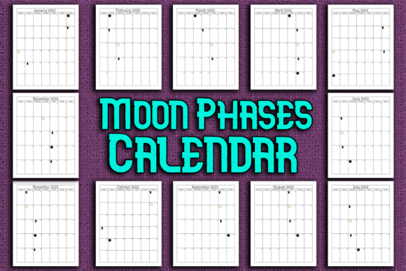 Moon Phases Calendar 2022 Graphic KDP Interiors By Mary's Designs