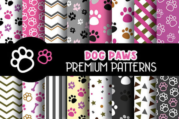 Pink Dog Paws Digital Papers Patterns Afbeelding Papieren Patronen Door Grafixeo