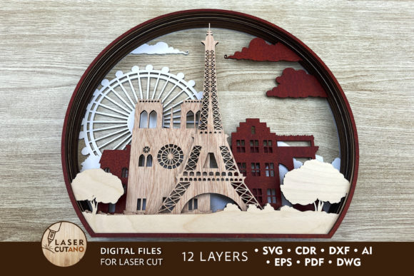 3D Multilayer Paris Laser Cut Files Graphic 3D SVG By LaserCutano