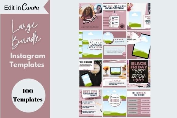100 Rose Gold Instagram Canva Templates Grafik Webseiten Von Dragonfly Printables