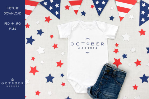 4th of July Mockup Baby Outfit Graphic Product Mockups By octobermockups