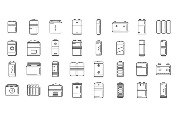Recharge Battery Icons Set Outline Graphic Icons By anatolir56