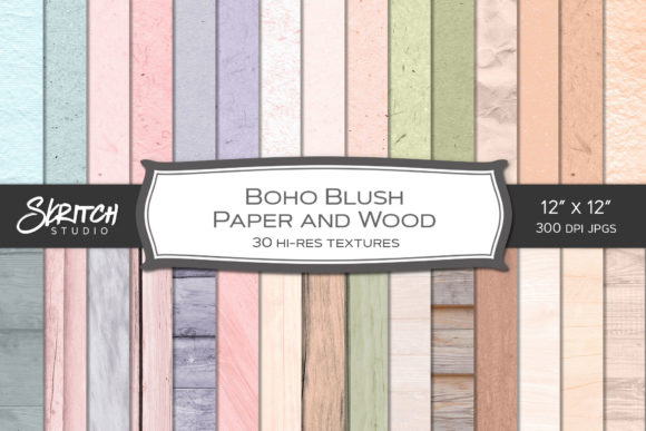 Boho Blush Paper and Wood Textures Graphic Backgrounds By skritchstudio