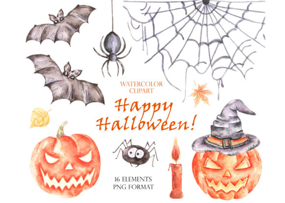 Halloween Clipart. Scary Pumpkins. Graphic Illustrations By sabina.zhukovets