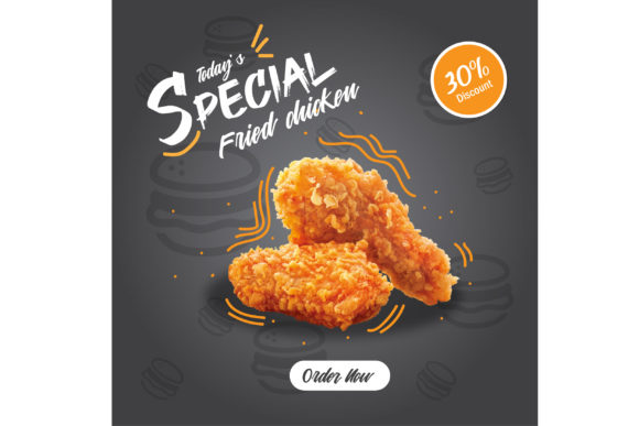 Hot Fried Chicken Burger Banner Ads Graphic Food & Drinks By kataenda