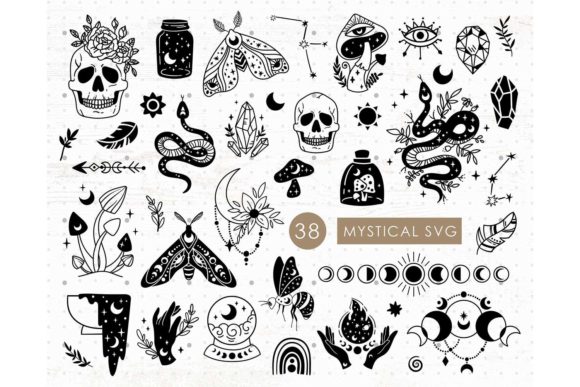 Mystical Witchy Collection SVG Cricut Graphic Illustrations By MySpaceGarden