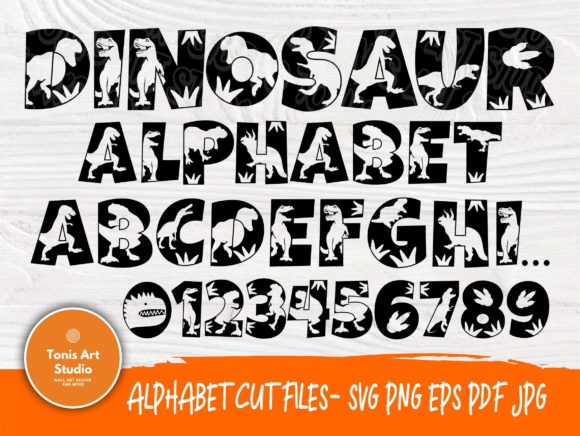 Dinosaur Font, Dinosaur Alphabet   Graphic Crafts By TonisArtStudio
