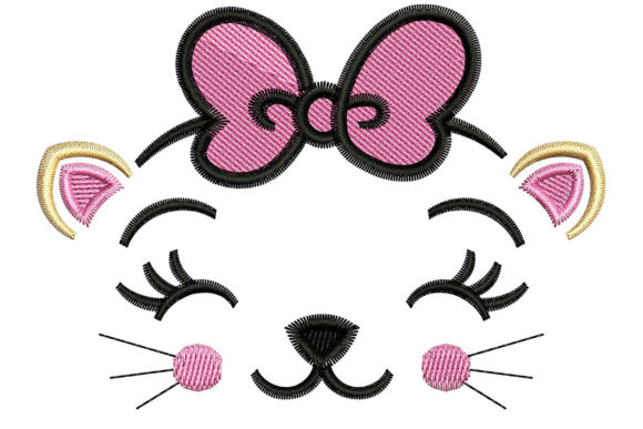 Happy Cat Face Cats Embroidery Design By litcyz