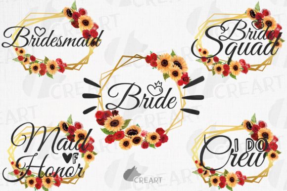 Bridal Shower Hen Party Roses Sunflowers Graphic Print Templates By CreartGraphics