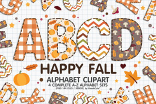 Fall Autumn Alphabet Letters Sublimation Graphic Illustrations By GoodsCute 1