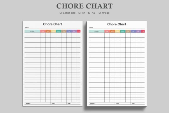 Chore Chart,Weekly Chore Chart Graphic KDP Interiors By watercolortheme