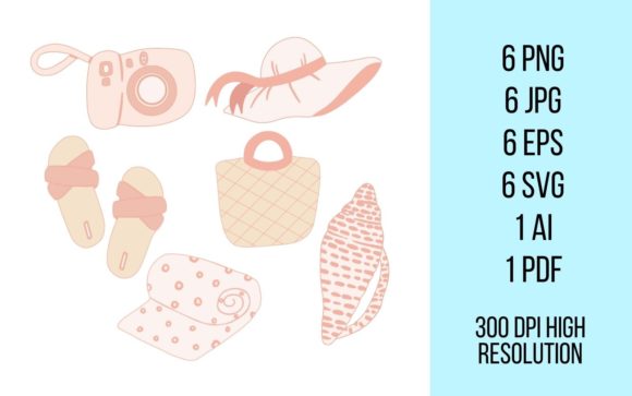 Summer Essentials Clipart Graphics Graphic Illustrations By Paper Clouds Studio