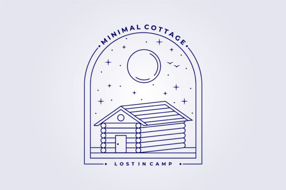 Line Cottage Cabin Lodge Logo Art Vector Graphic Logos By Lodzrov