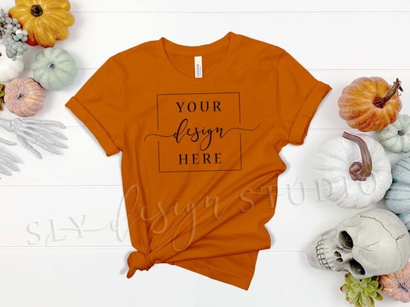 Halloween Themed Orange Shirt Mockup Graphic Product Mockups By SlyDesignStudio