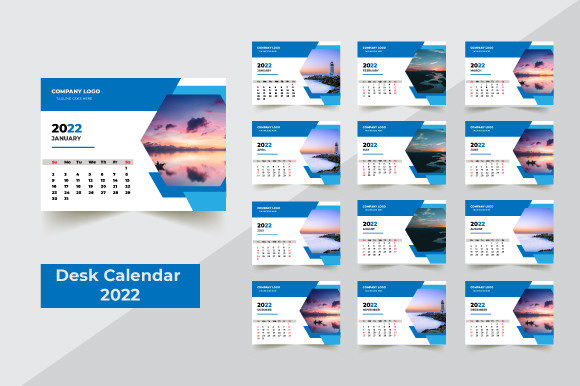 Desk Calender 2022 Graphic Print Templates By ietypoofficial