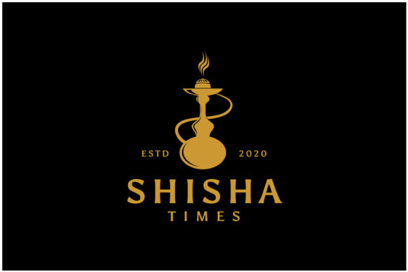 Golden Shisha, Hookah Black Silhouette Illustration Logos Par quatrovio