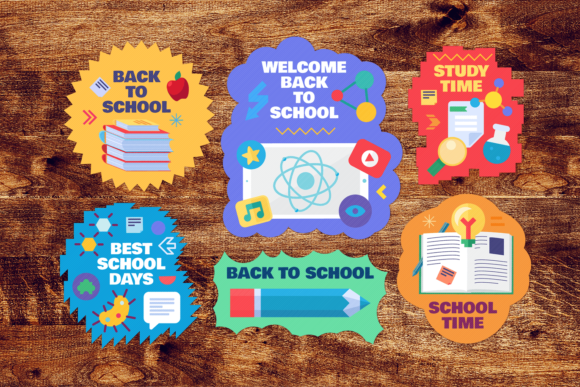 Back to School Flat Stickers Set Graphic Objects By barsrsind