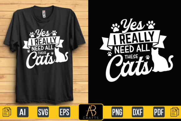 Cat Typography T Shirt Design Vector Gráfico Plantillas de Impresión Por Abcrafts