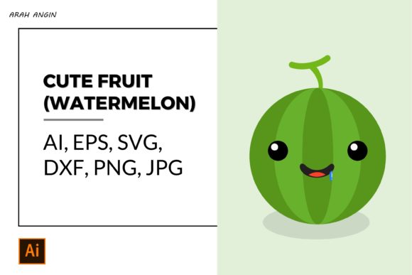 Cute Fruits - Watermelon #1 Gráfico Ilustraciones Imprimibles Por studioarahangin