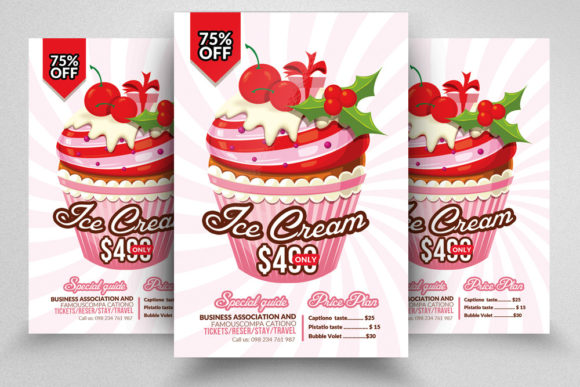Ice Cream Discount Flyer Graphic Print Templates By Leza Sam
