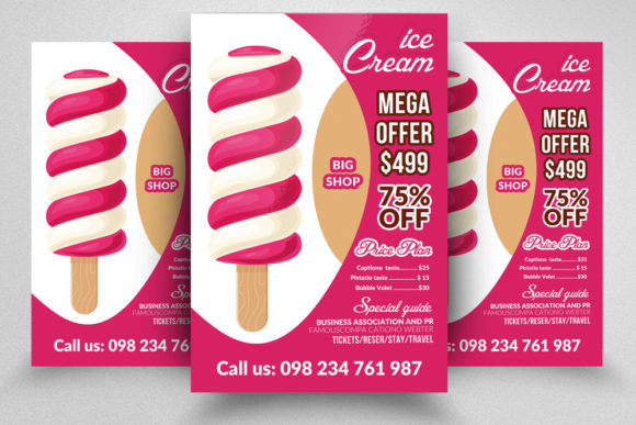 Summer Ice Cream Offer Flyer Graphic Print Templates By Leza Sam