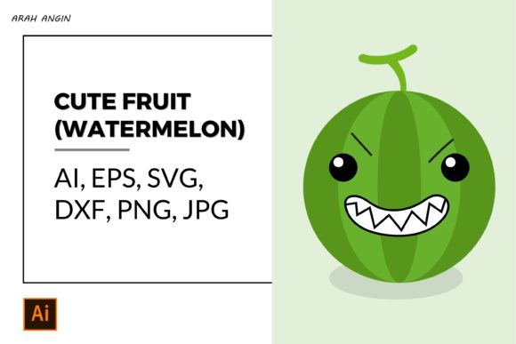 Cute Fruits - Watermelon #16 Gráfico Ilustraciones Imprimibles Por studioarahangin