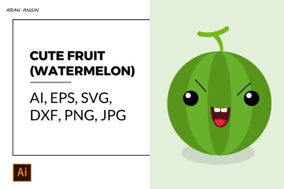 Cute Fruits - Watermelon #18 Gráfico Ilustraciones Imprimibles Por studioarahangin