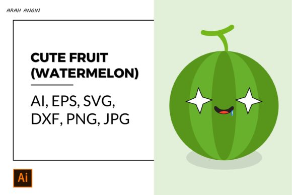 Cute Fruits - Watermelon #20 Gráfico Ilustraciones Imprimibles Por studioarahangin