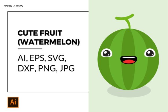 Cute Fruits - Watermelon #24 Gráfico Ilustraciones Imprimibles Por studioarahangin